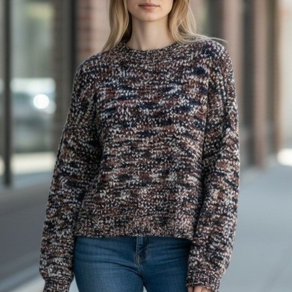 Maurices Multicolored Textured Knit Sweater Long Sleeve Crew Neck‎ Women's L
